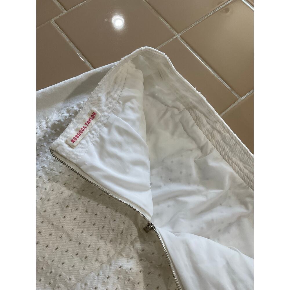 Rebecca Taylor Punched Denim White Mini Skirt Size Small Pockets - Picture 5 of 6